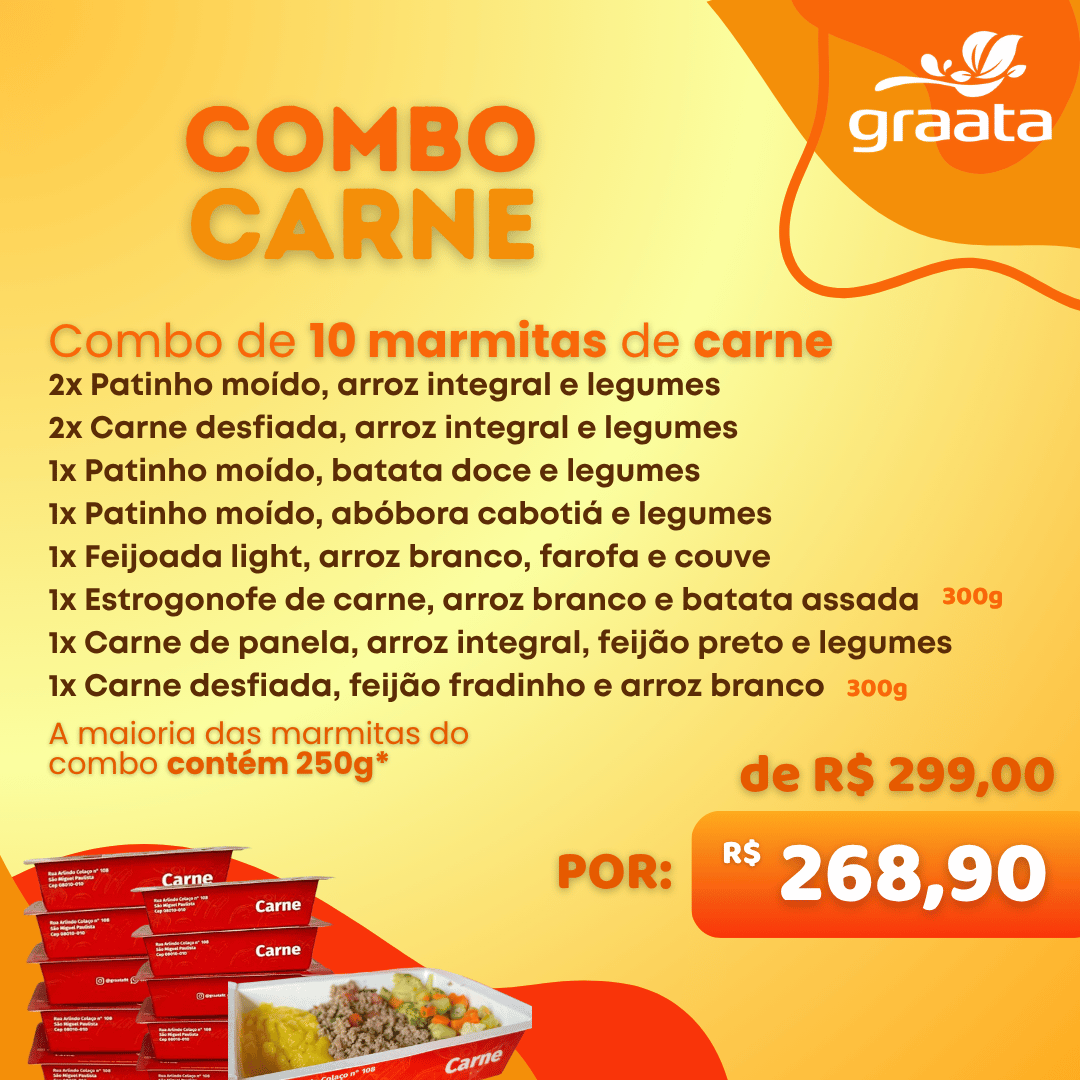 Combo 10 marmitas de carne