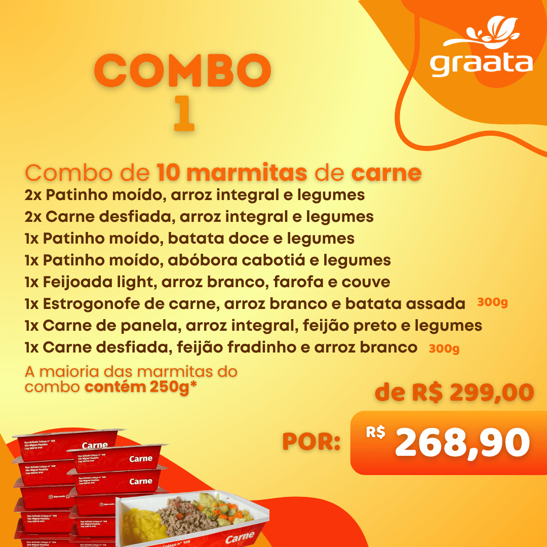 Combo 10 marmitas de carne