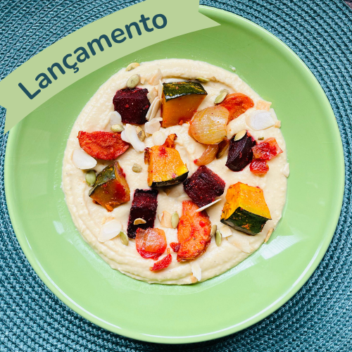 Hummus com legumes assado