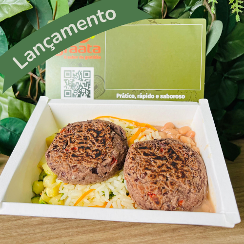 Hambúrguer vegano de feijão à moda brasileira